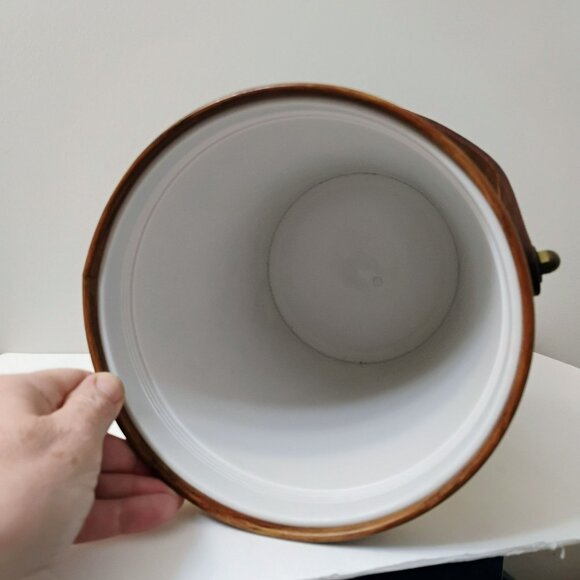 Vintage Bacova Guild Fiberglass Ice Bucket Leather Handle Cardinal Chickadee Bir - Picture 5 of 13